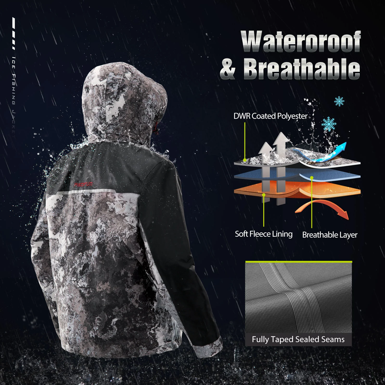 Piscifun Ice Fishing 3-in-1  Jacket Waterproof Fishing Jackets - Image 9