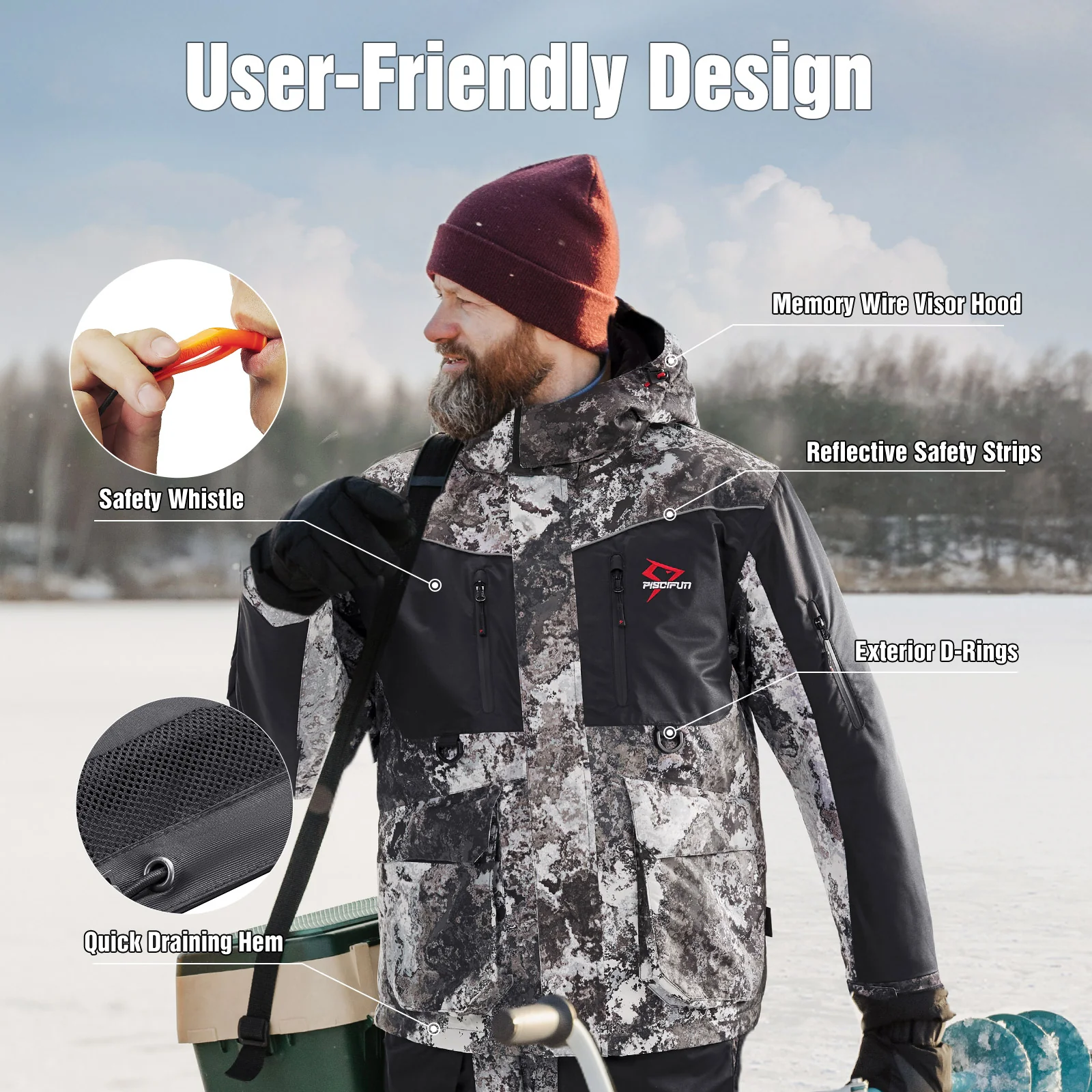 Piscifun Ice Fishing 3-in-1  Jacket Waterproof Fishing Jackets - Image 11