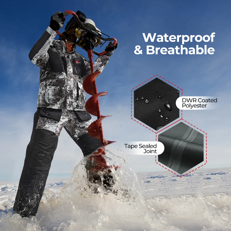 Piscifun Ice Fishing Suits, Insulated Jacket & Bibs Waterproof With Flotation Technology - Image 9