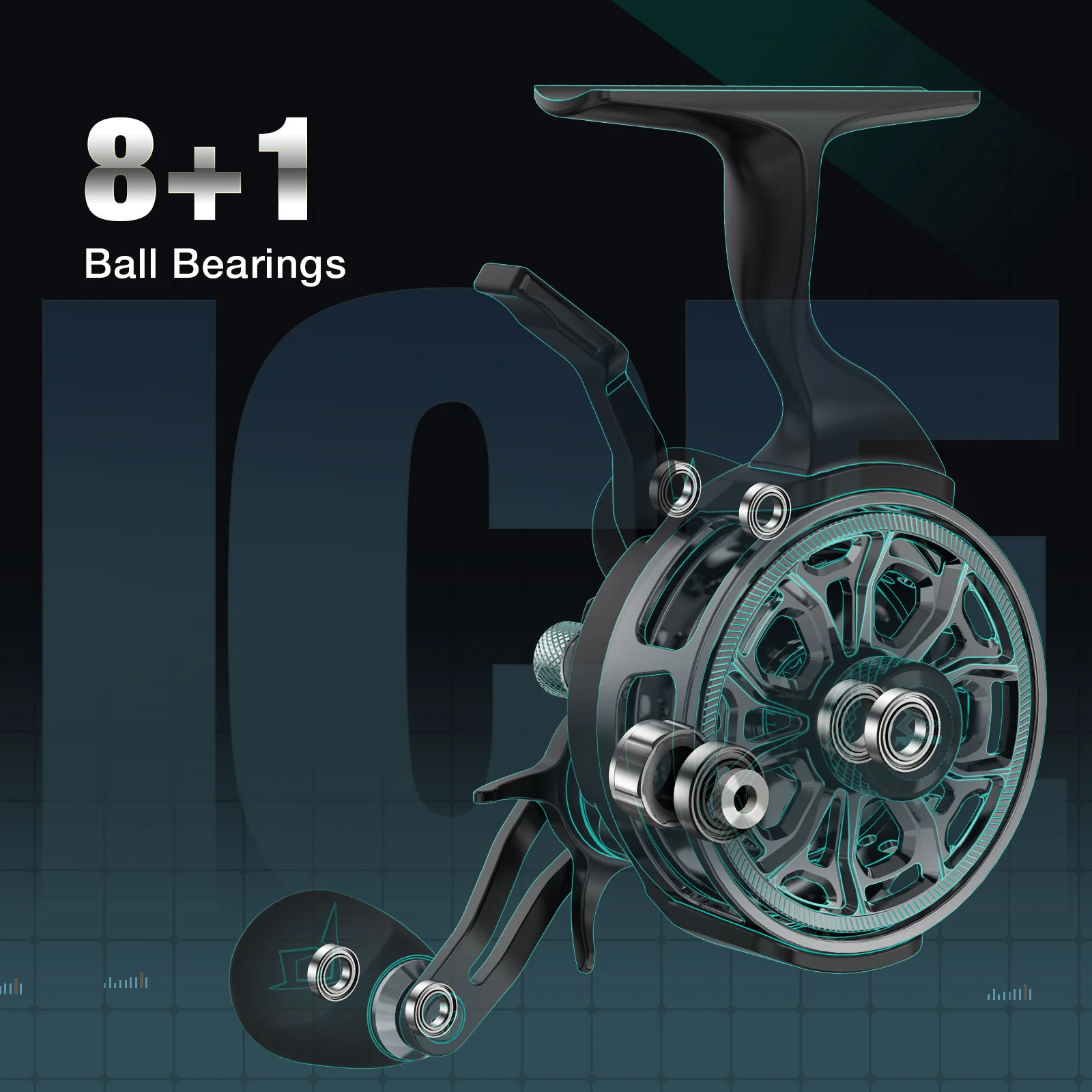 Piscifun® ICX Carbon Ice Fishing Reel, Structure Upgrade Magnetic Drop System Inline Ice Fishing Reel - Image 11